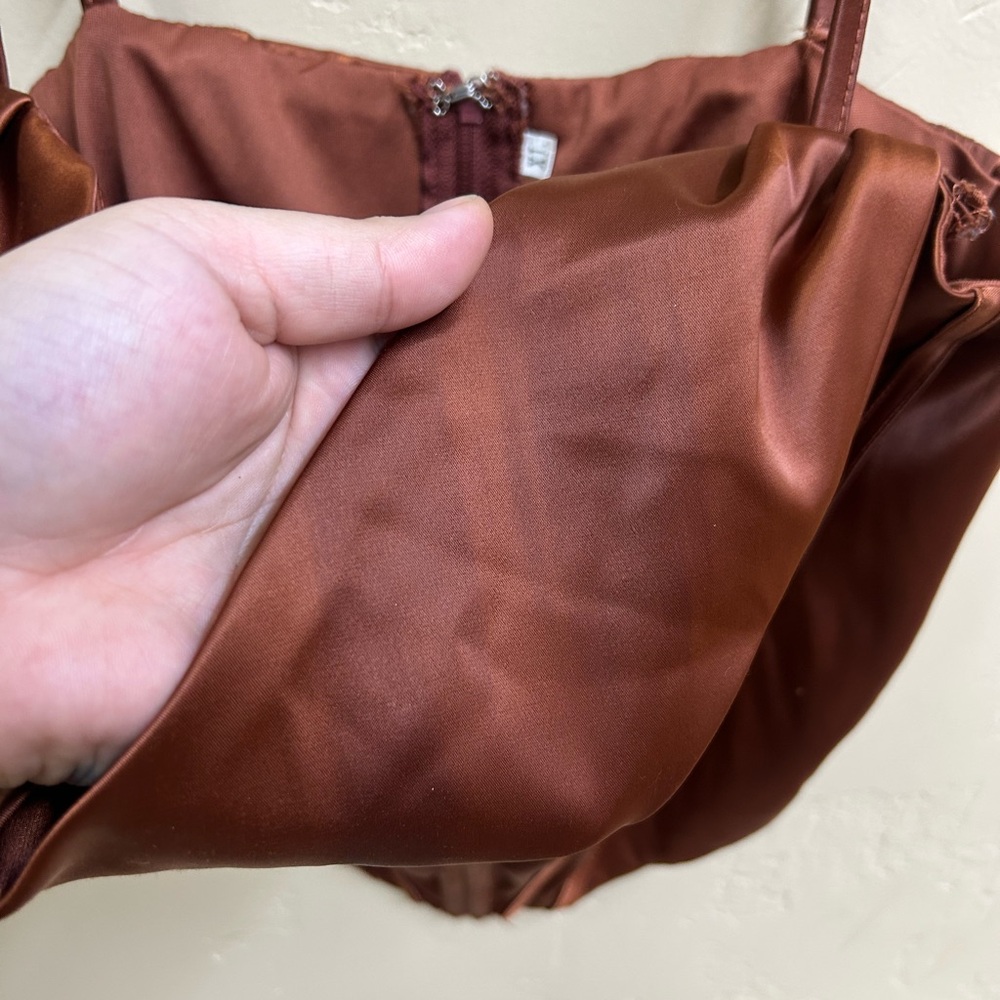 🌸5/$25🌸 Burnt Orange/Copper Satin Corset Halter Top - Picture 6 of 11